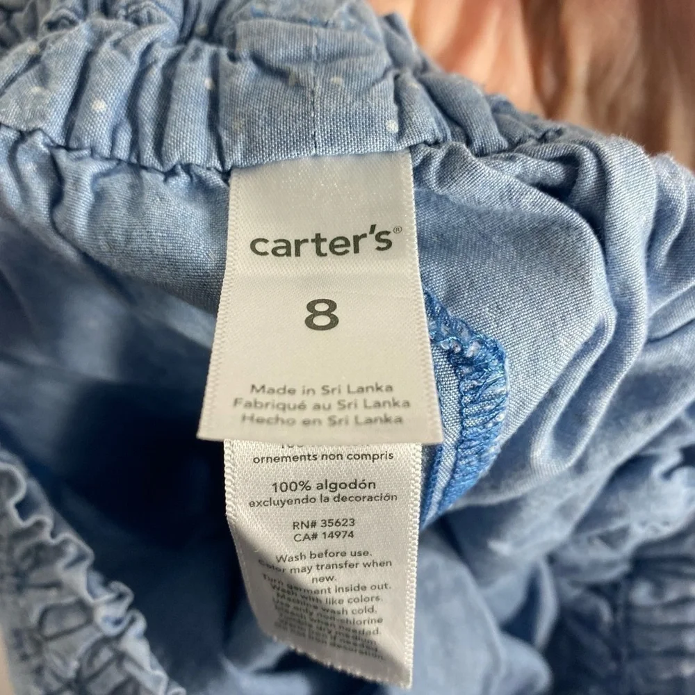 Carter’s Polka Dot Chambray Blue Shorts Kids Sz 8 Girls